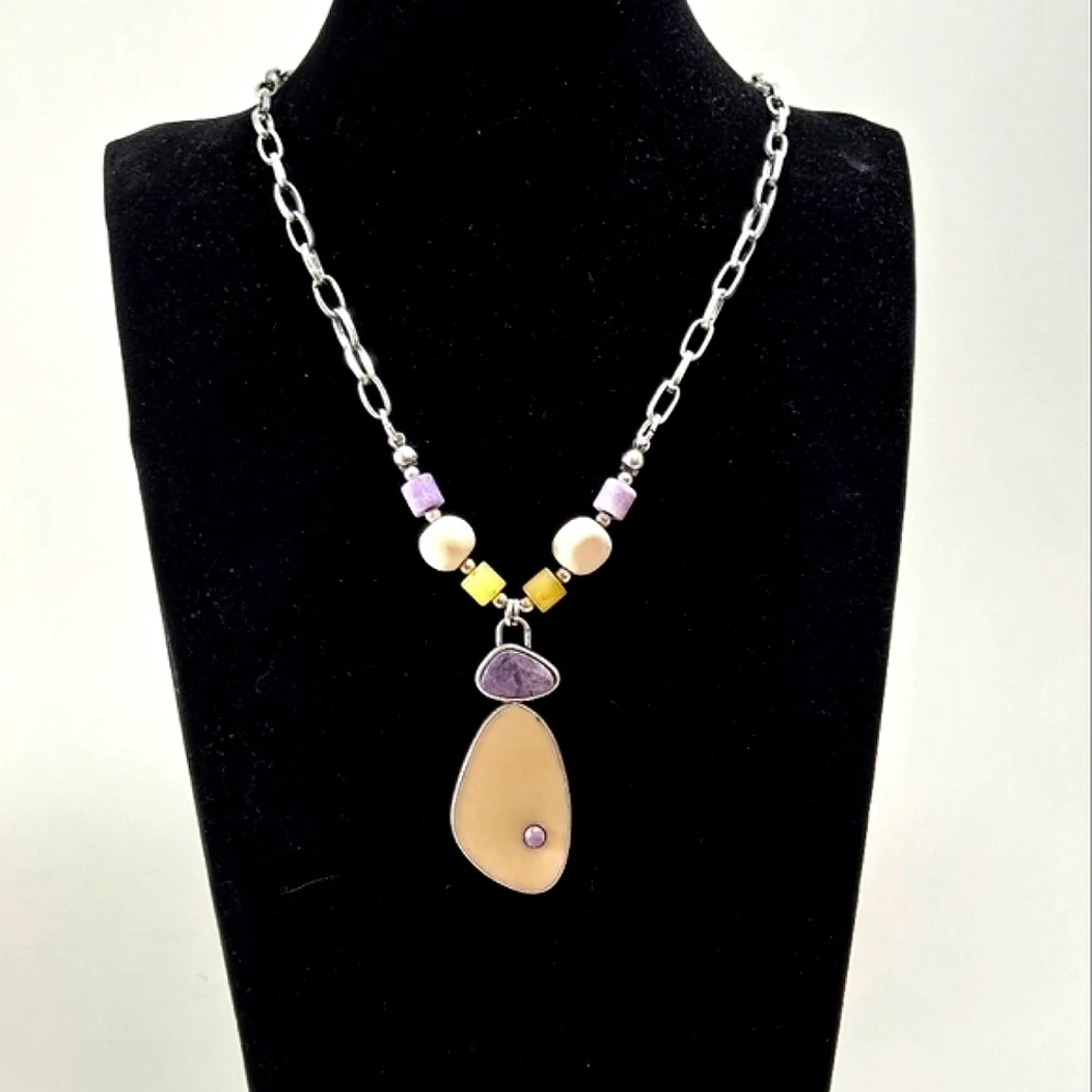 Natural Stone Pendant Necklace 24